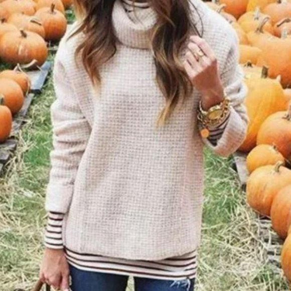 FREE PEOPLE Sidewinder 100% Wool Waffle Knit Oversized Slouchy Chunky Sweater - Picture 13 of 14